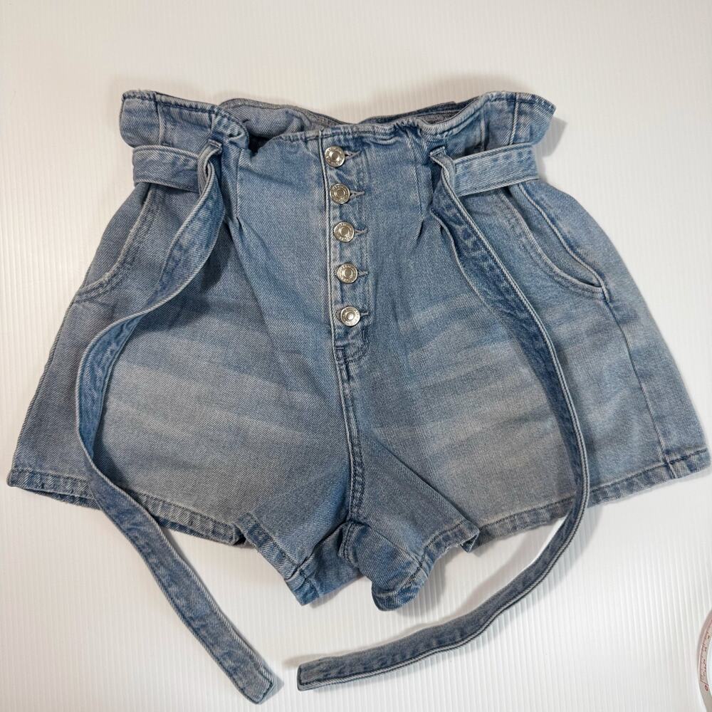 American Eagle Paperbag Waist Denim Shorts Women's 10 Coastal Grandmother Summer - Picture 6 of 11